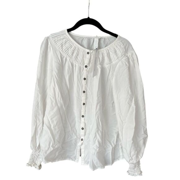 Grand & Greene White Blouse Button Down Long Sleeve Top Small - Picture 1 of 8